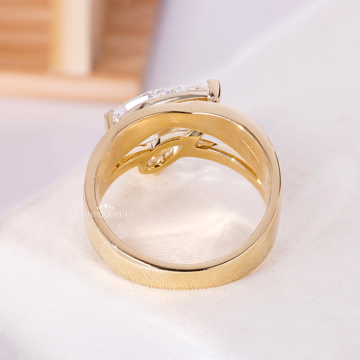 4.0 Carat Pear Cut Lab Grown Diamond Crossover Engagement Ring