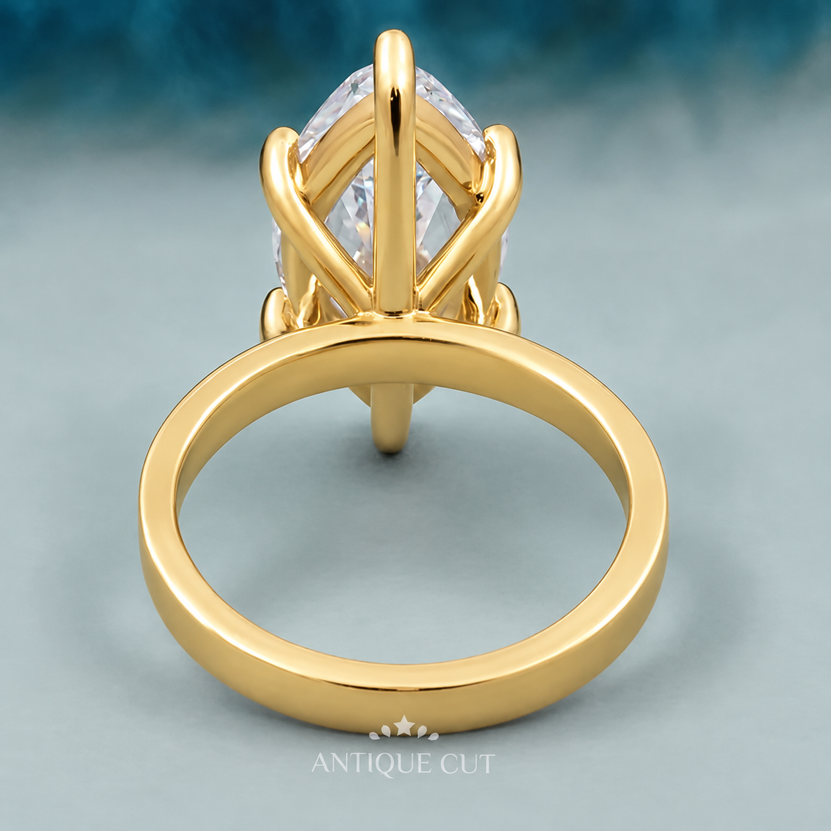 6.0 Carat Lab Grown Marquise Cut Solitaire Engagement Ring in White Gold