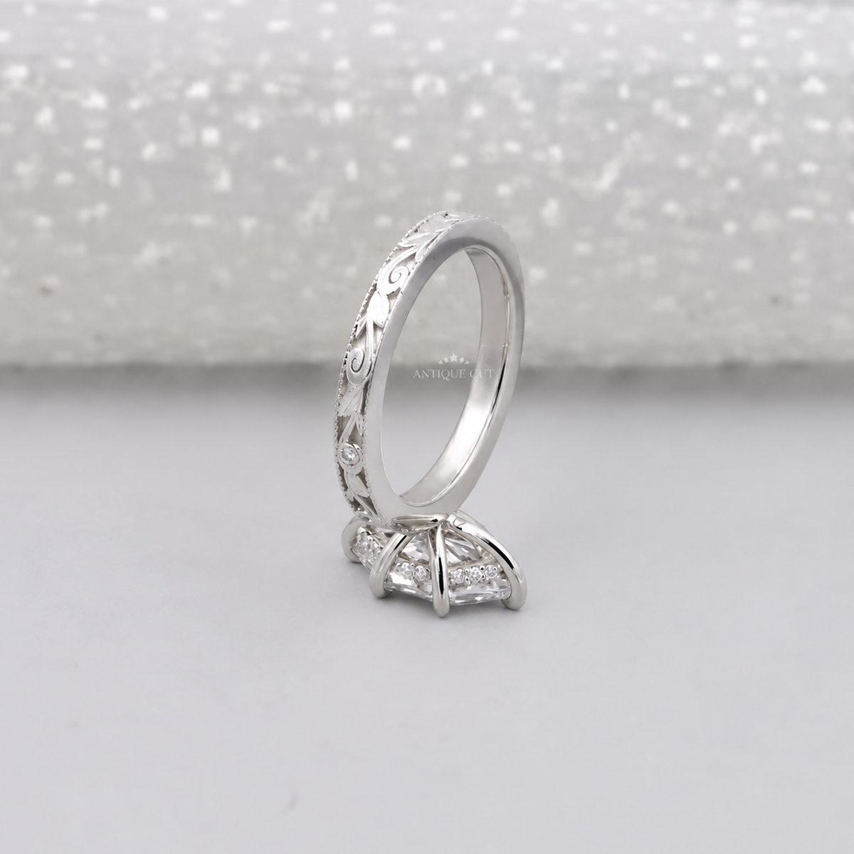 2.00 Carat Hexagon Lab Grown Diamond Vintage Art Deco Engagement Ring