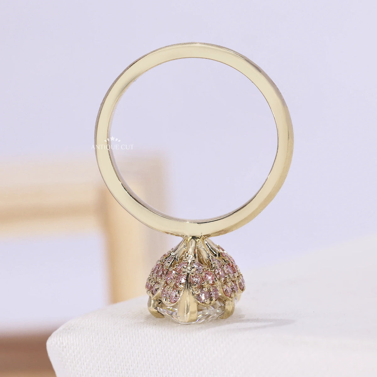4.00 Carat Marquise Lab Grown Diamond Ring With Pink Accents | Floral Setting
