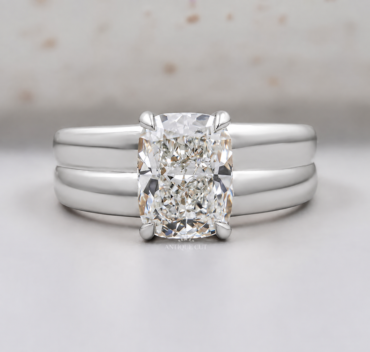 2.0 Carat Lab Grown Cushion Cut Solitaire Engagement Ring