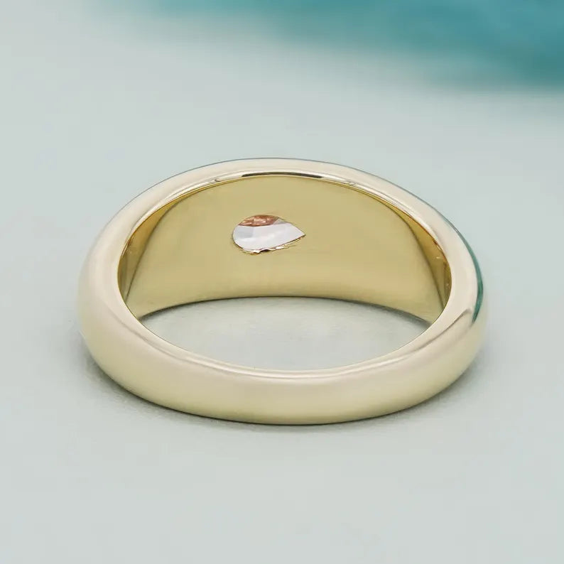 Pear Fancy Pink 0.87ct Lab Grown Diamond Bezel Set Engagement Ring, VVS-VS Clarity - IGI Certified