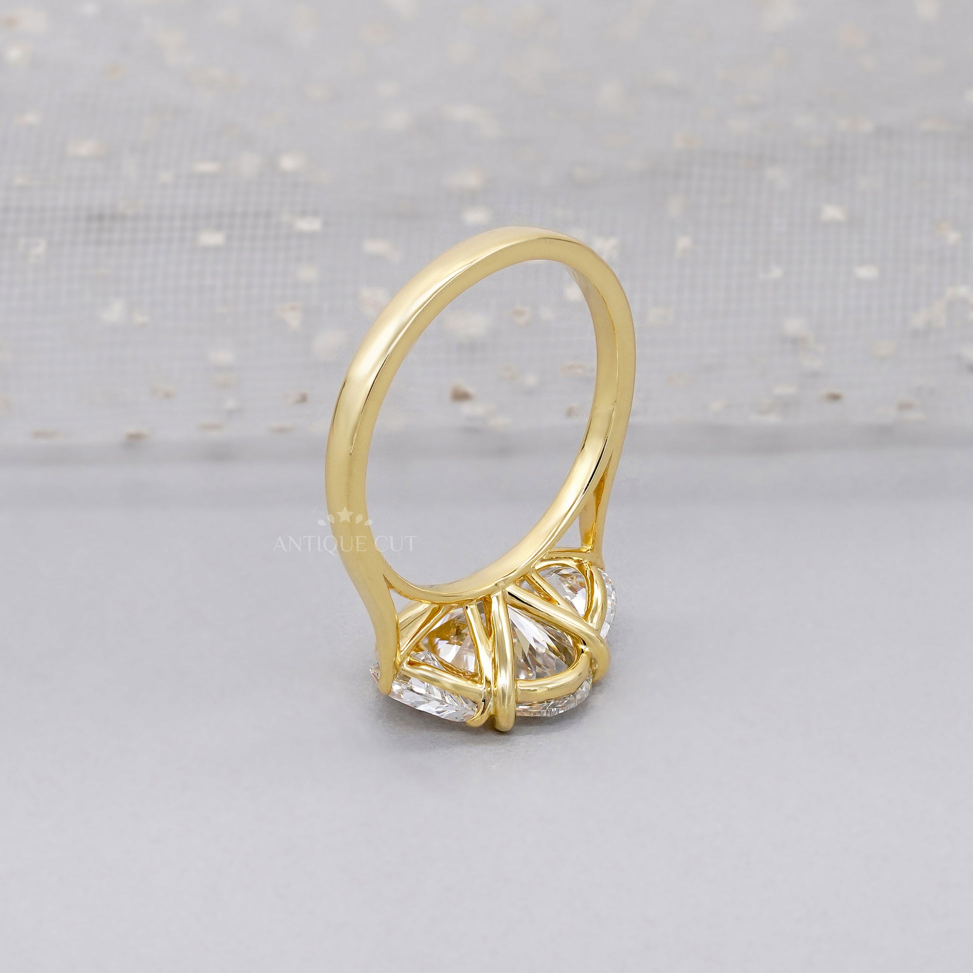 Oval Cut Diamond Engagement Ring | Three Stone Gold Ring | 2.70ct Center + 0.80ct Side Stones | Unique Anniversary Ring