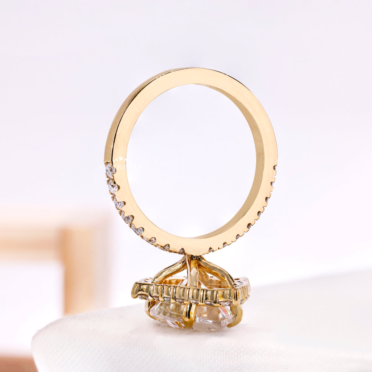 3.50 Carat Pear Cut Diamond Engagement Ring With Halo and Pave Band