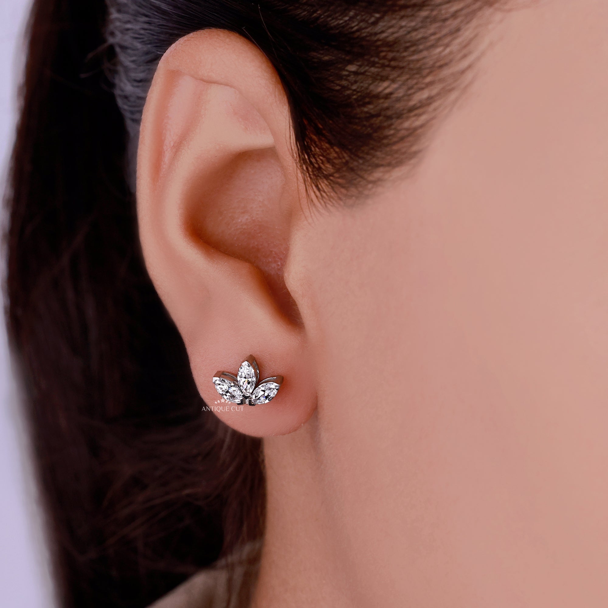 IGI Certified marquise cut lab grown diamond earrings