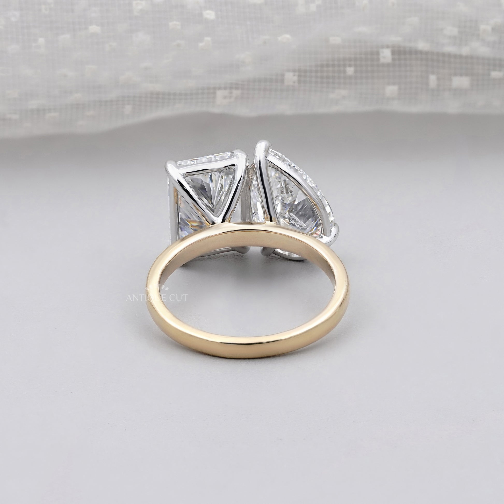 Toi et Moi Engagement Ring 2.60ct Pear & 2.50ct Radiant Two Stone Ring
