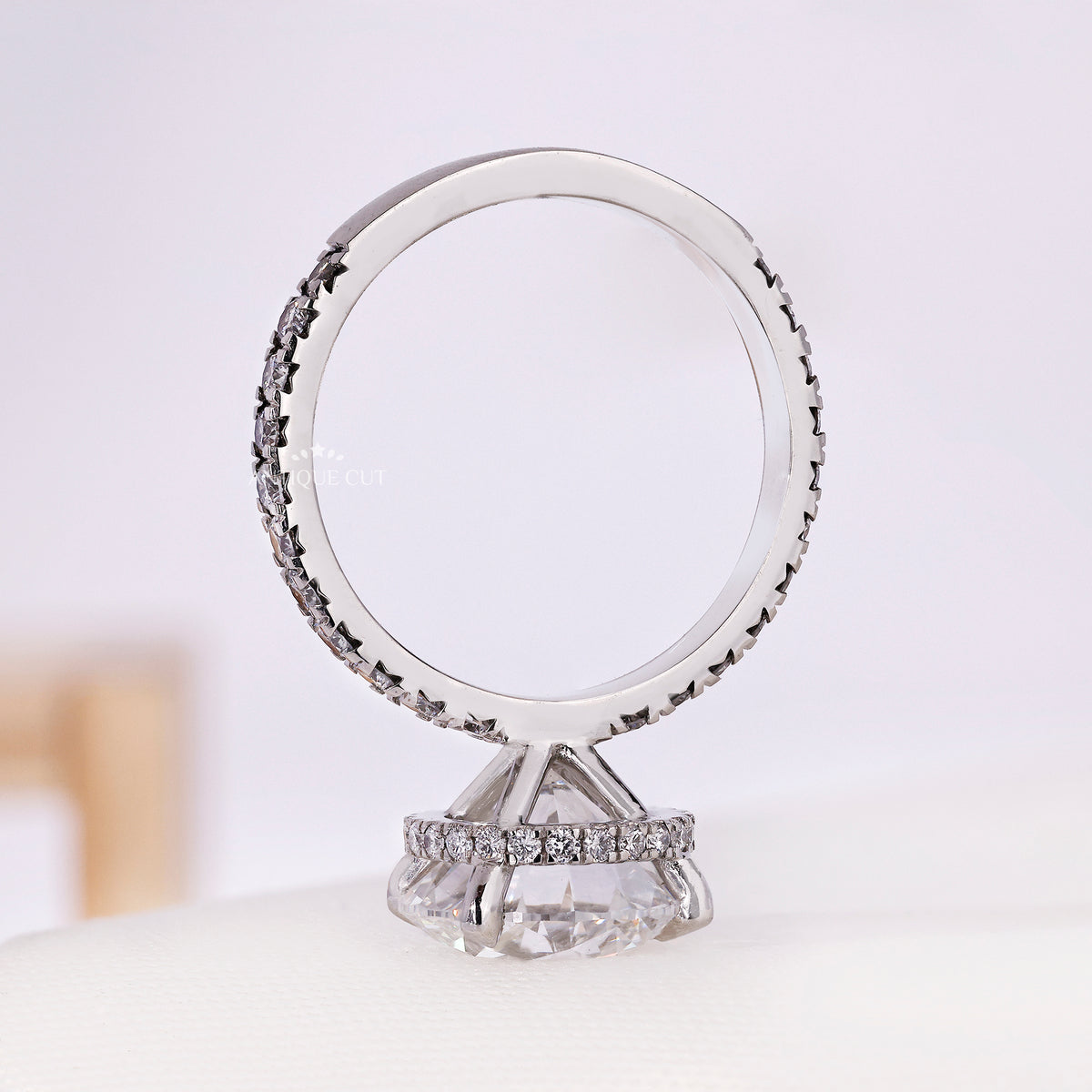 4.00 Carat Round Shape Diamond Engagement With Pave Band | IGI Certified