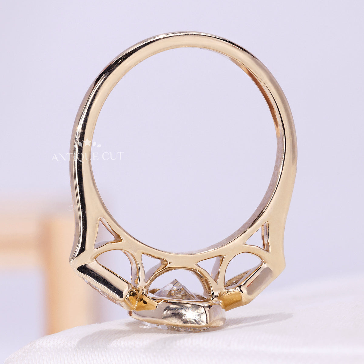 Marquise cut diamond bridal ring in yellow gold