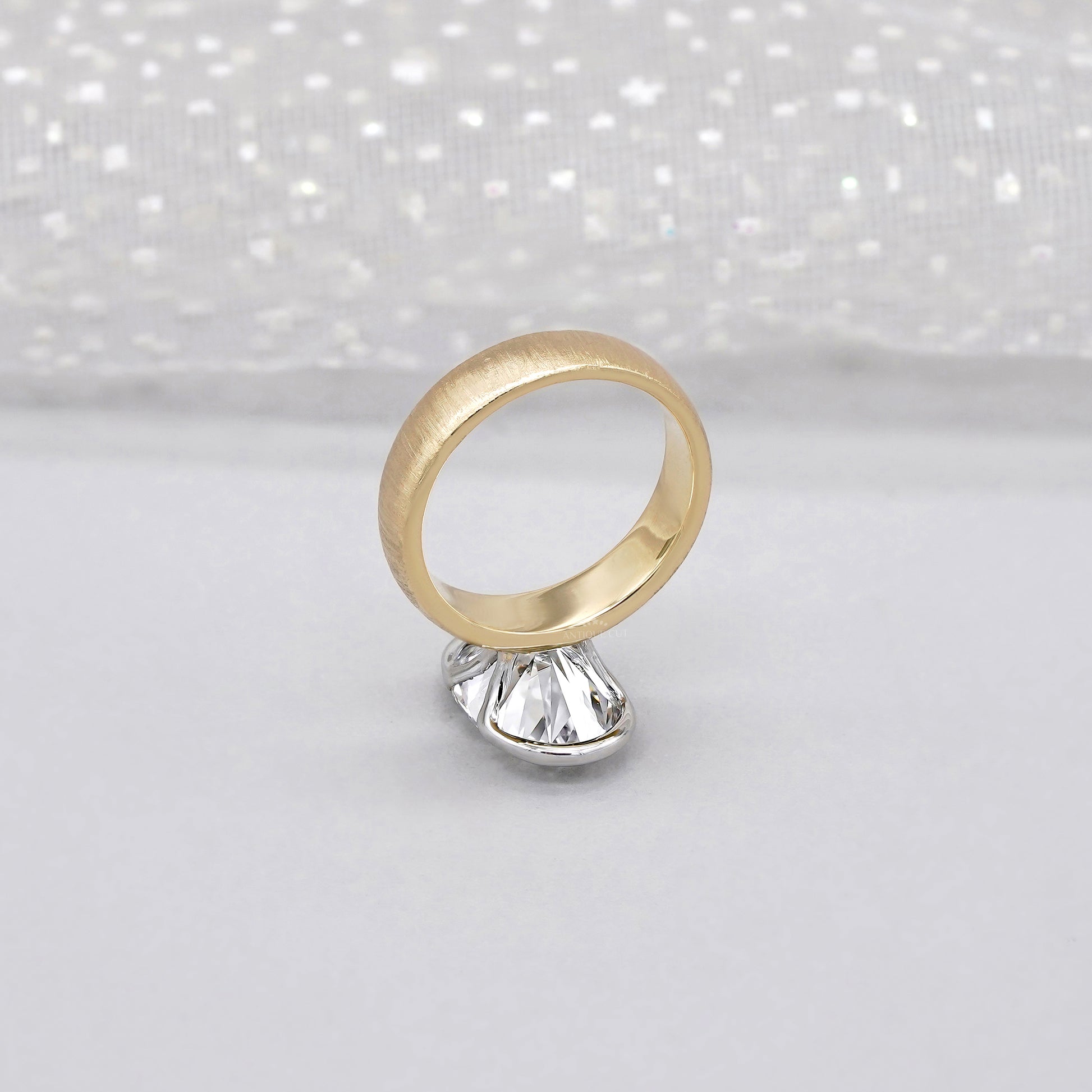 4ct Oval Lab Grown Diamond Bezel Engagement Ring | Two-Tone Matte Finish | IGI Certified D-E-F  VVS–VS