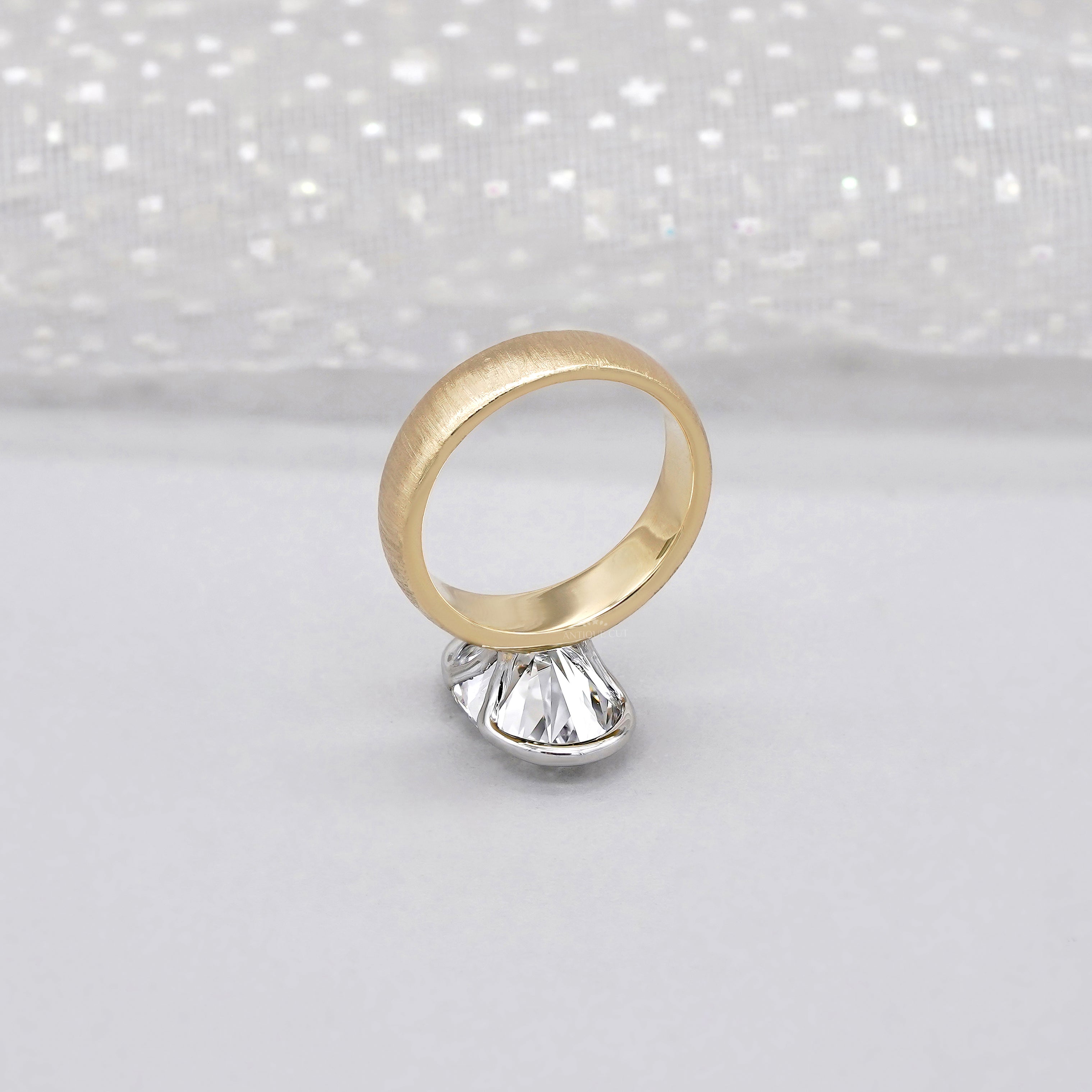 4ct Oval Lab Grown Diamond Bezel Engagement Ring | Two-Tone Matte Finish | IGI Certified D-E-F  VVS–VS