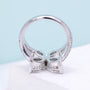 Butterfly diamond ring with V and claw prongs