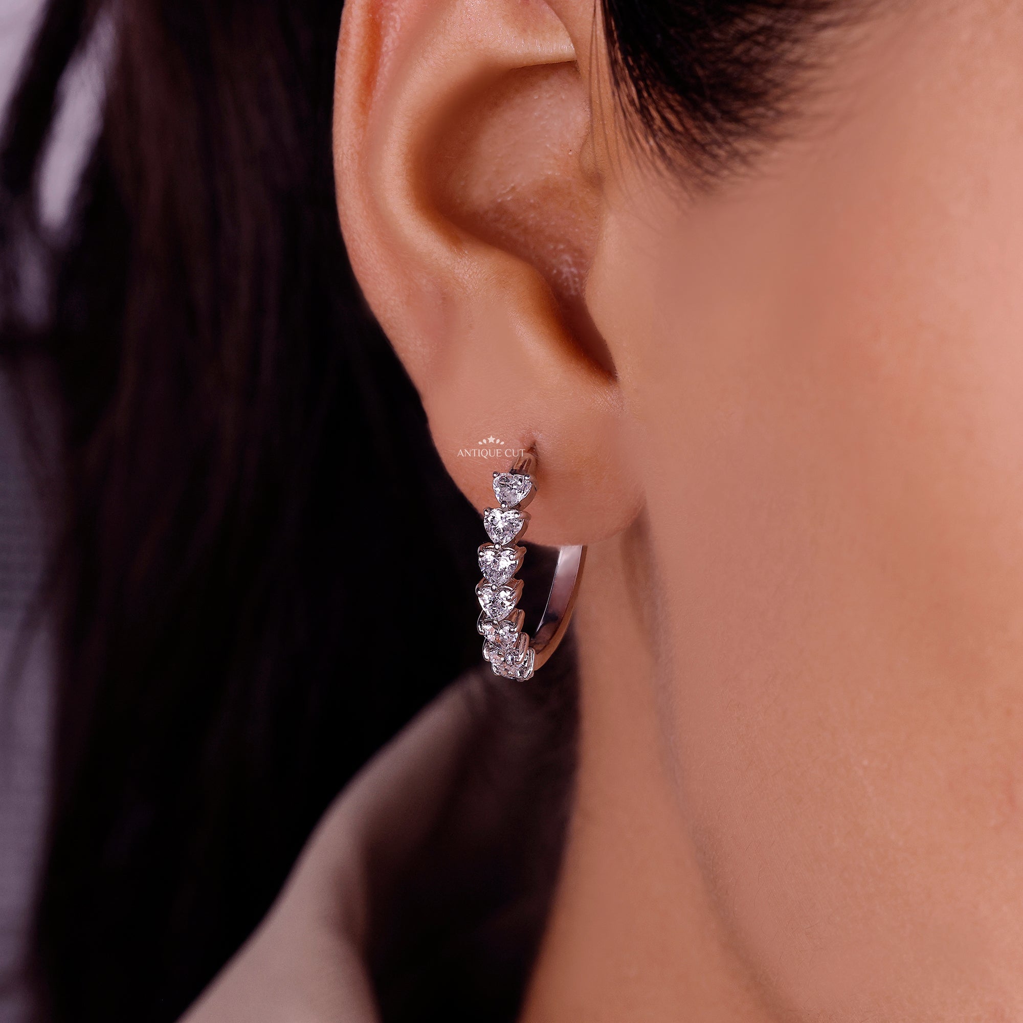 Heart Hoop Earrings with lab grown diamonds