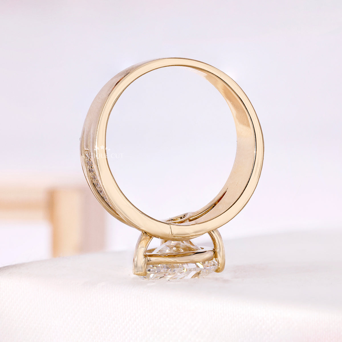4.0 Carat Pear Cut Lab Grown Diamond Crossover Engagement Ring