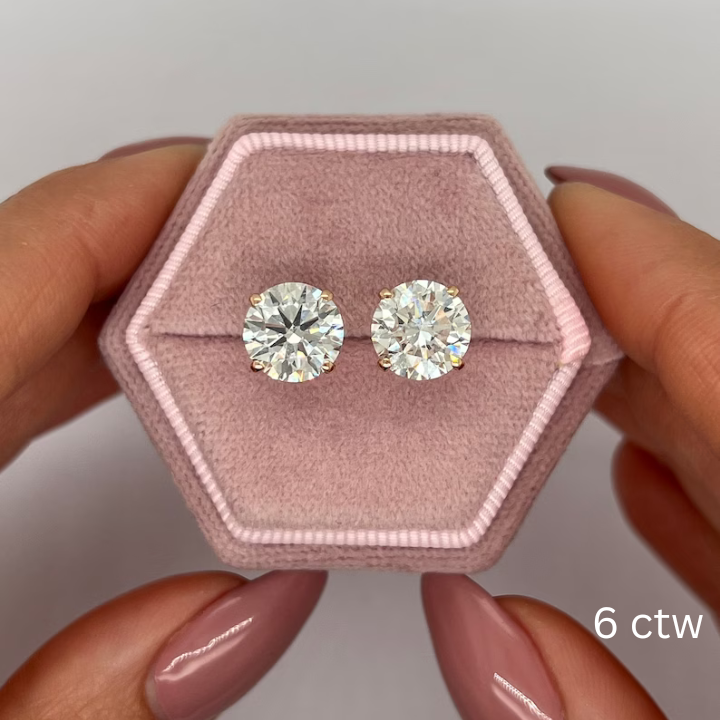 Round Lab Grown Diamond Stud Earring, EF Color, VS Clarity, IGI Certified