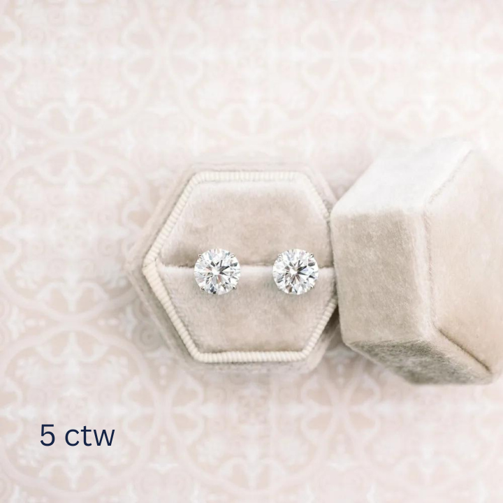 Round Lab Grown Diamond Stud Earring, EF Color, VS Clarity, IGI Certified