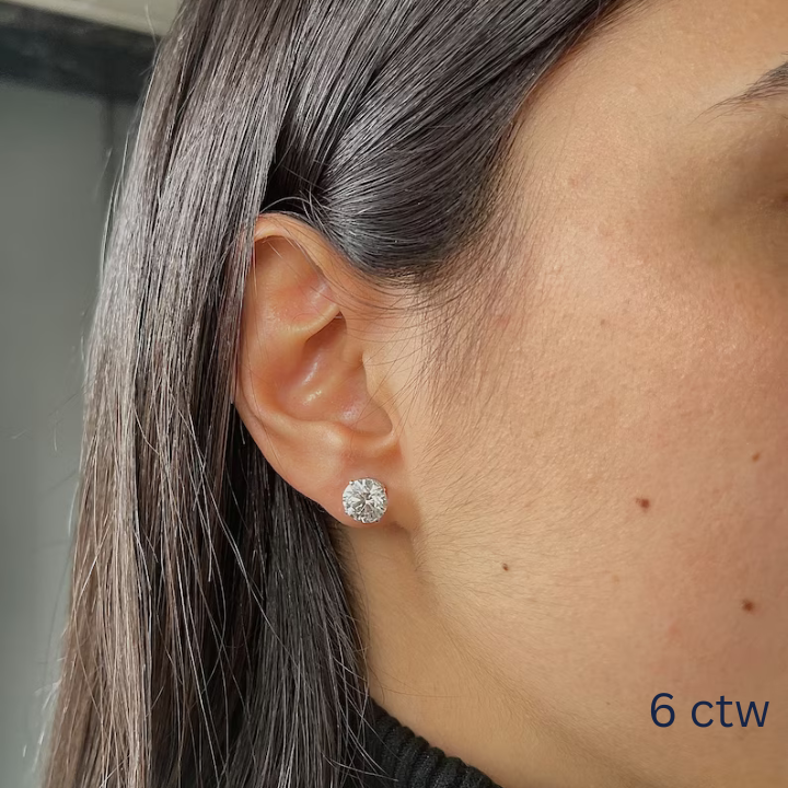 Round Lab Grown Diamond Stud Earring, EF Color, VS Clarity, IGI Certified