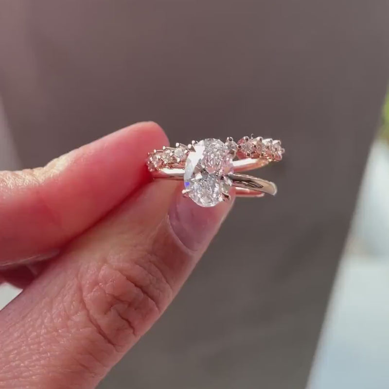 2.80tcw Oval Lab Grown Diamond Engagement Ring | Double Band Solitaire | IGI Certified