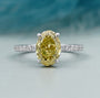 Lab grown oval cut yellow diamond engagement ring