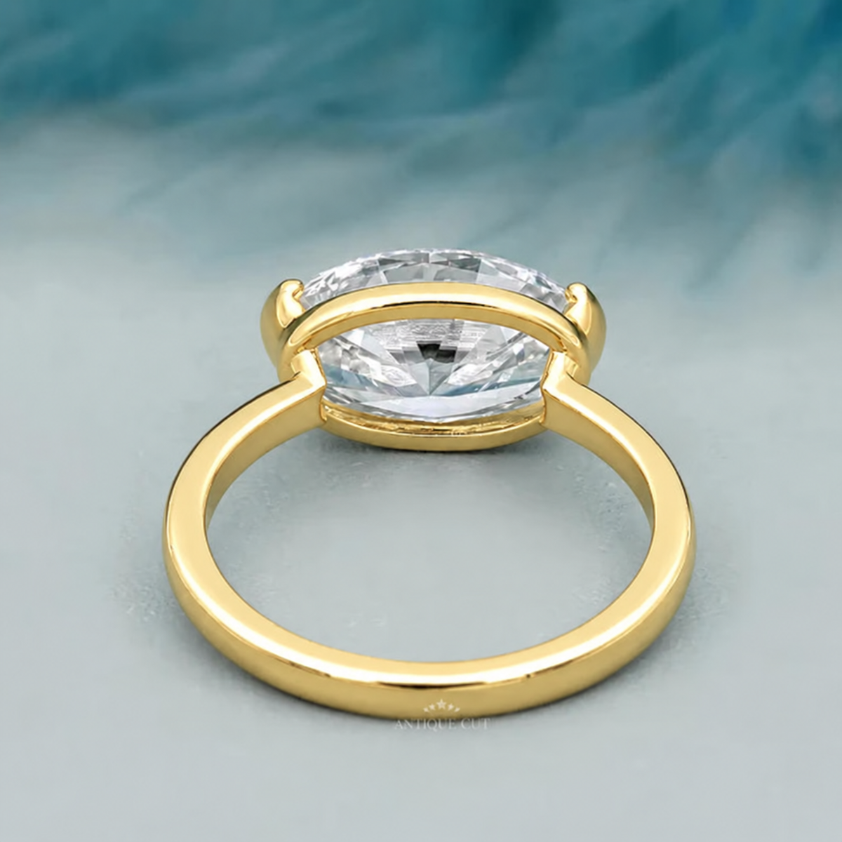 Marquise cut diamond yellow gold engagement ring