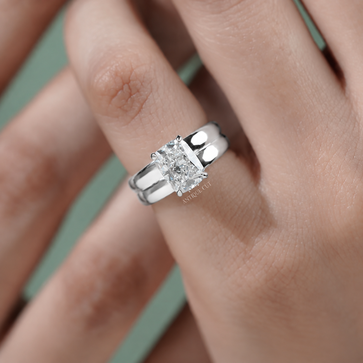 2.0 Carat Lab Grown Cushion Cut Solitaire Engagement Ring
