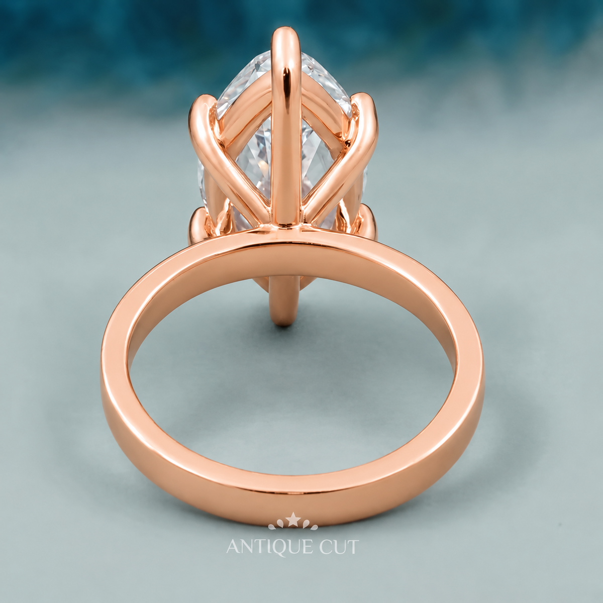 6.0 Carat Lab Grown Marquise Cut Solitaire Engagement Ring in White Gold