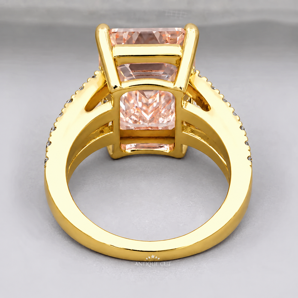 10.0 Carat Lab Grown Diamond Emerald Cut Split Shank Engagement Ring