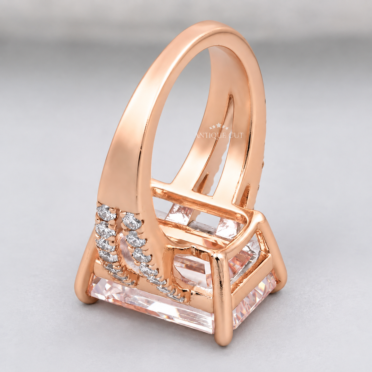 10.0 Carat Lab Grown Diamond Emerald Cut Split Shank Engagement Ring