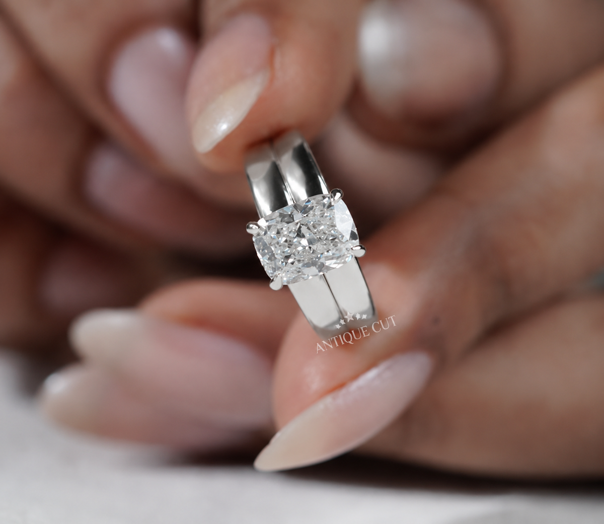 2.0 Carat Lab Grown Cushion Cut Solitaire Engagement Ring