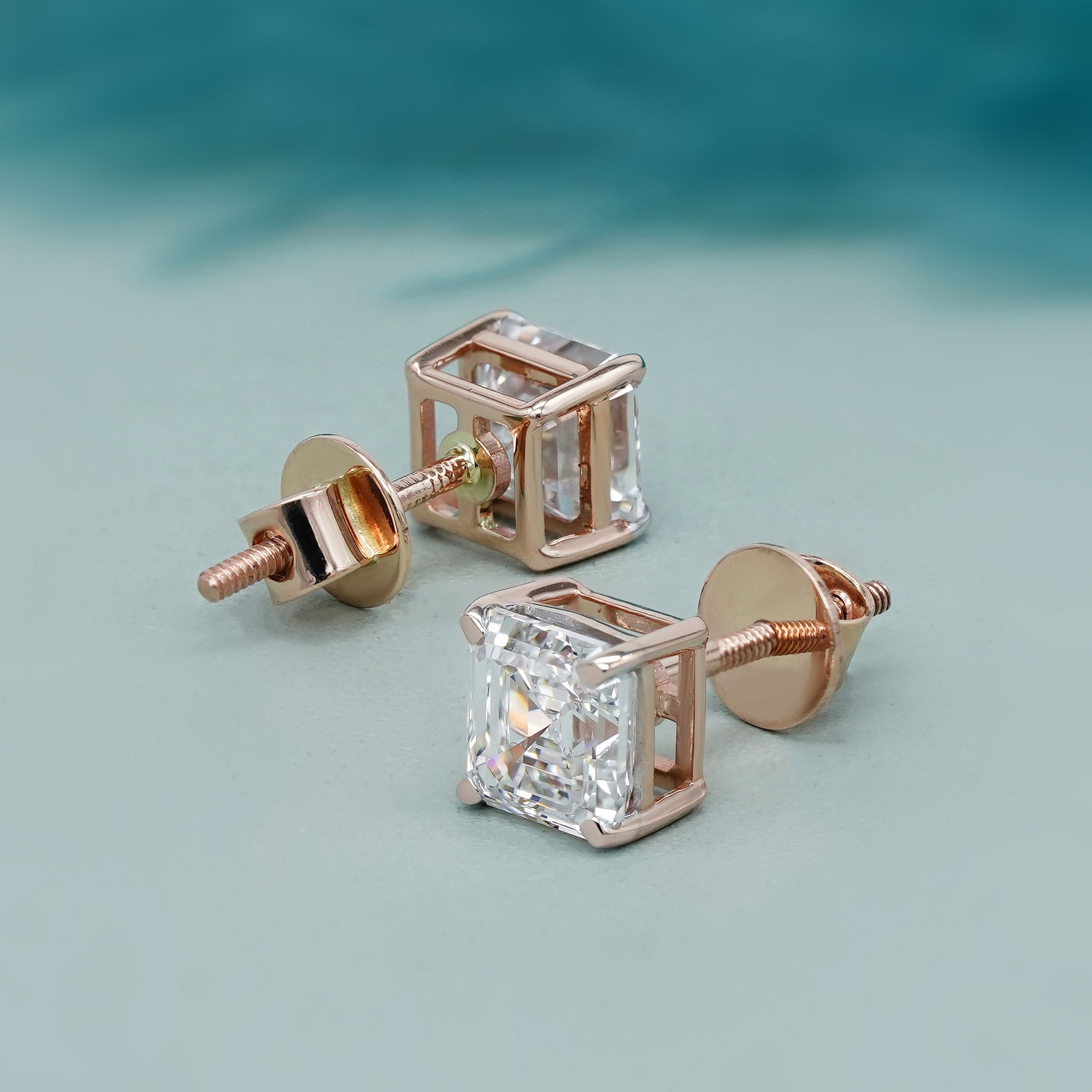 Asscher 3.00tcw Lab Grown Diamond Stud Earrings | 4 Prong | IGI Certified | DEF VVS–VS