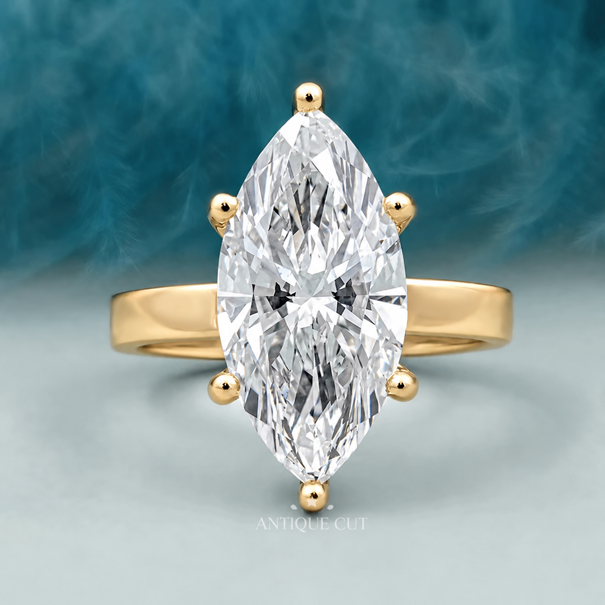 6.0 Carat Lab Grown Marquise Cut Solitaire Engagement Ring in White Gold