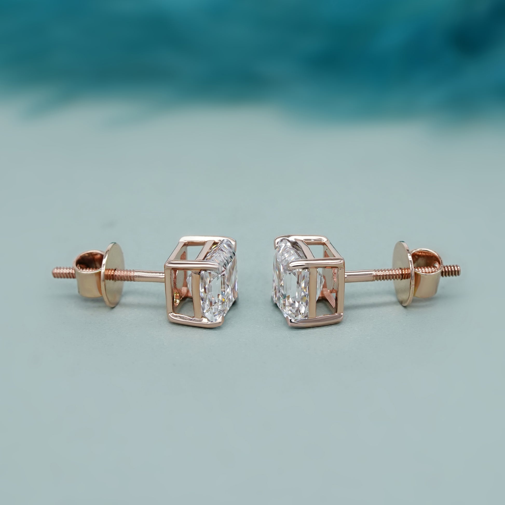 Asscher 3.00tcw Lab Grown Diamond Stud Earrings | 4 Prong | IGI Certified | DEF VVS–VS