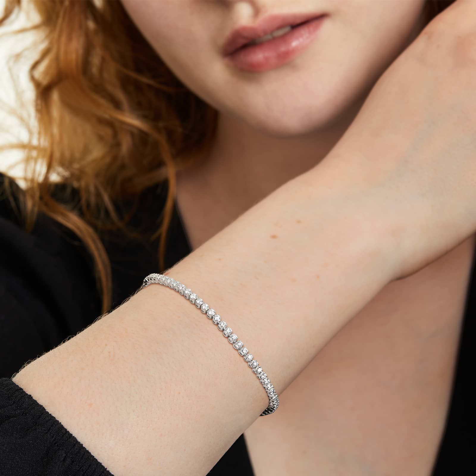 14K Gold Four Prong Lab Created Diamond Tennis Bracelet