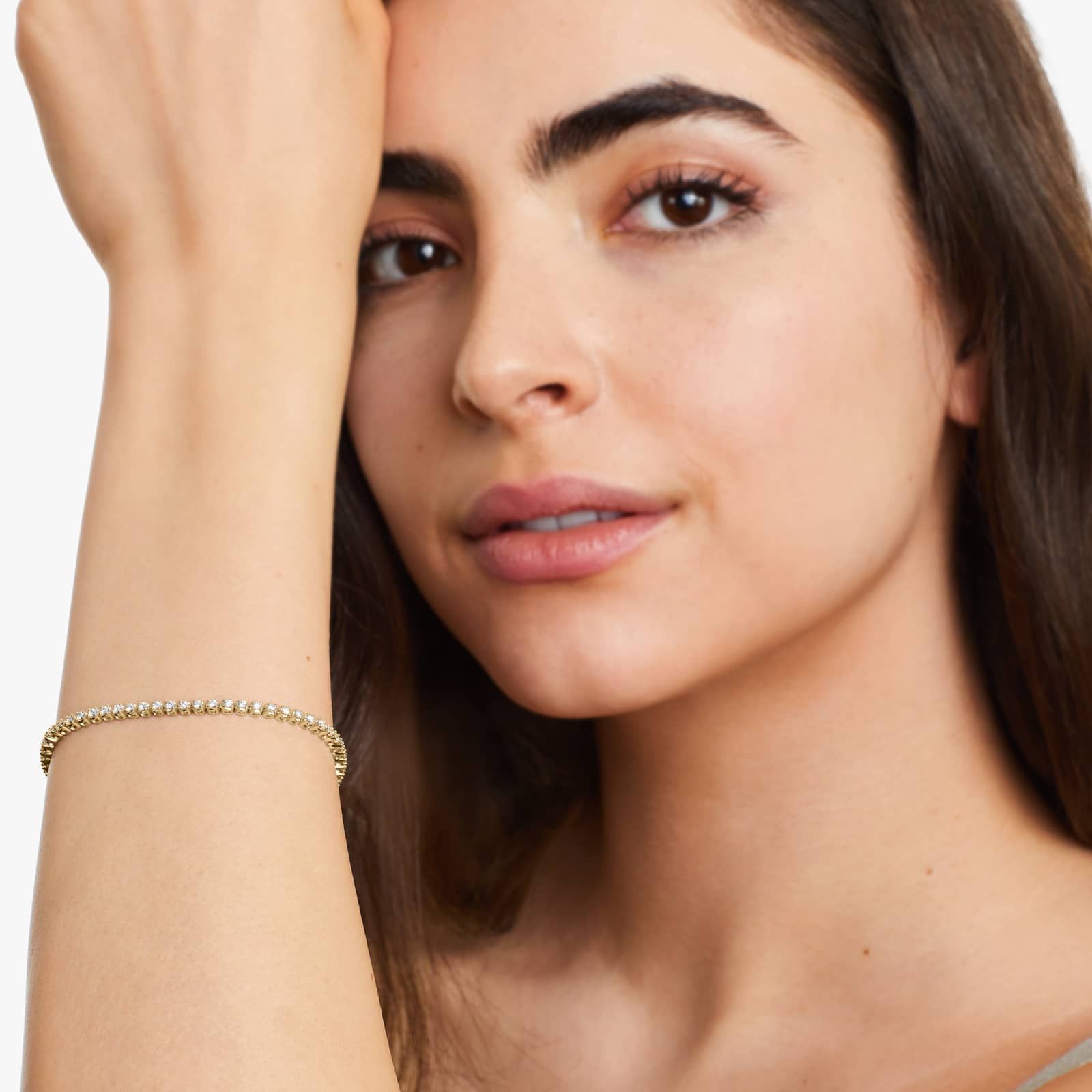 14K Gold Four Prong Lab Created Diamond Tennis Bracelet