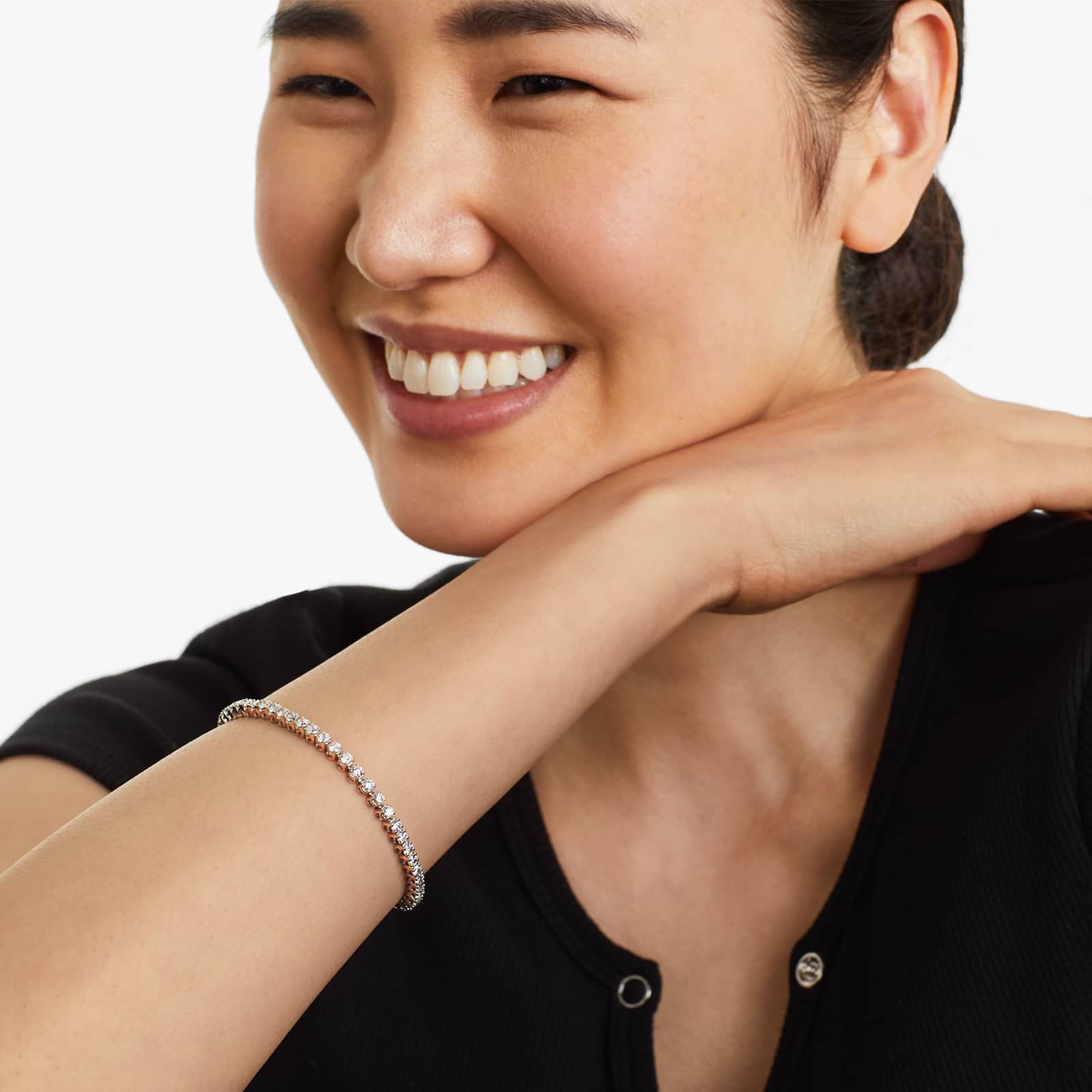 14K Gold Four Prong Lab Created Diamond Tennis Bracelet