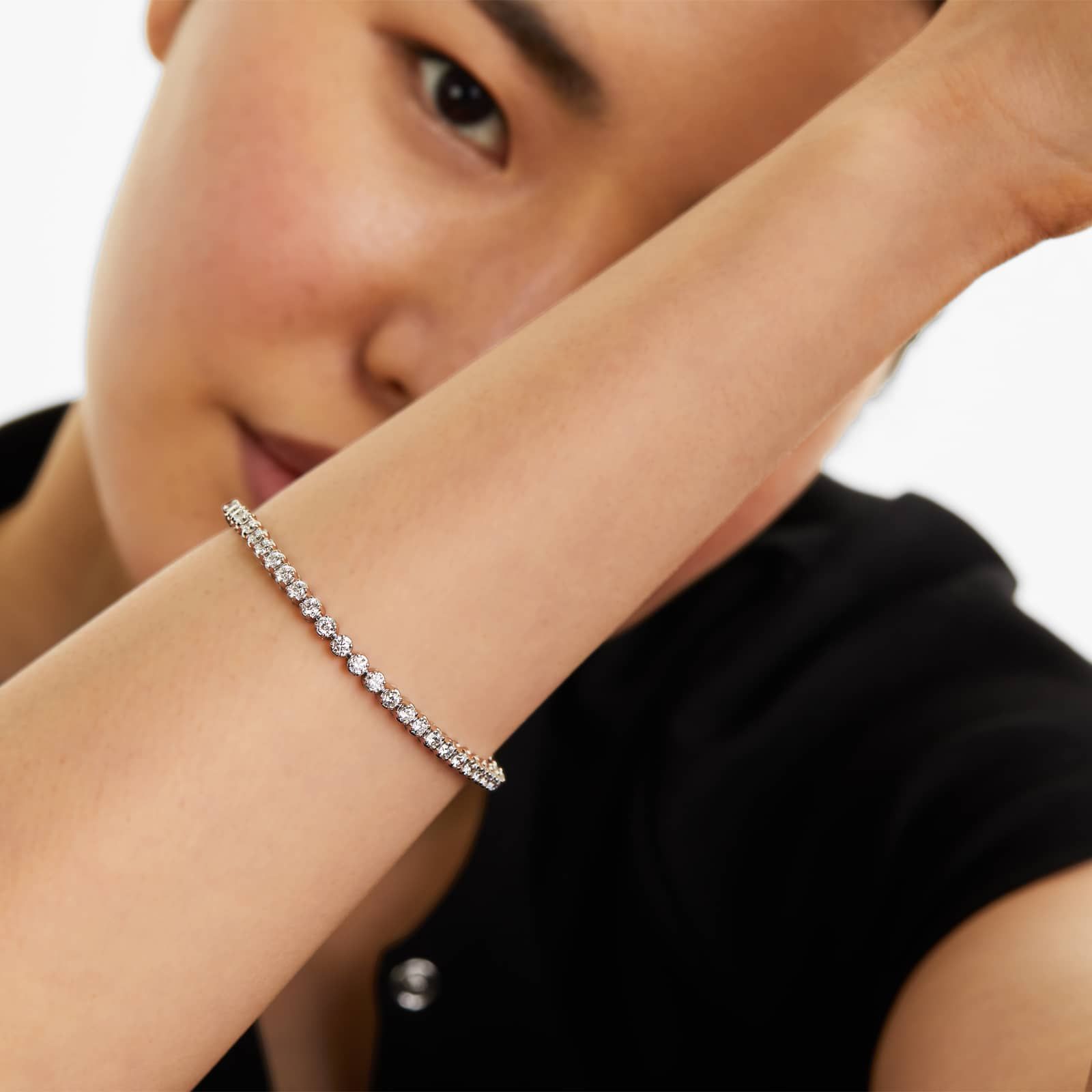 14K Gold Four Prong Lab Created Diamond Tennis Bracelet