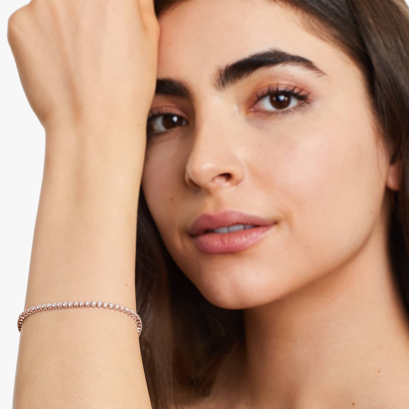 14K Gold Four Prong Lab Created Diamond Tennis Bracelet