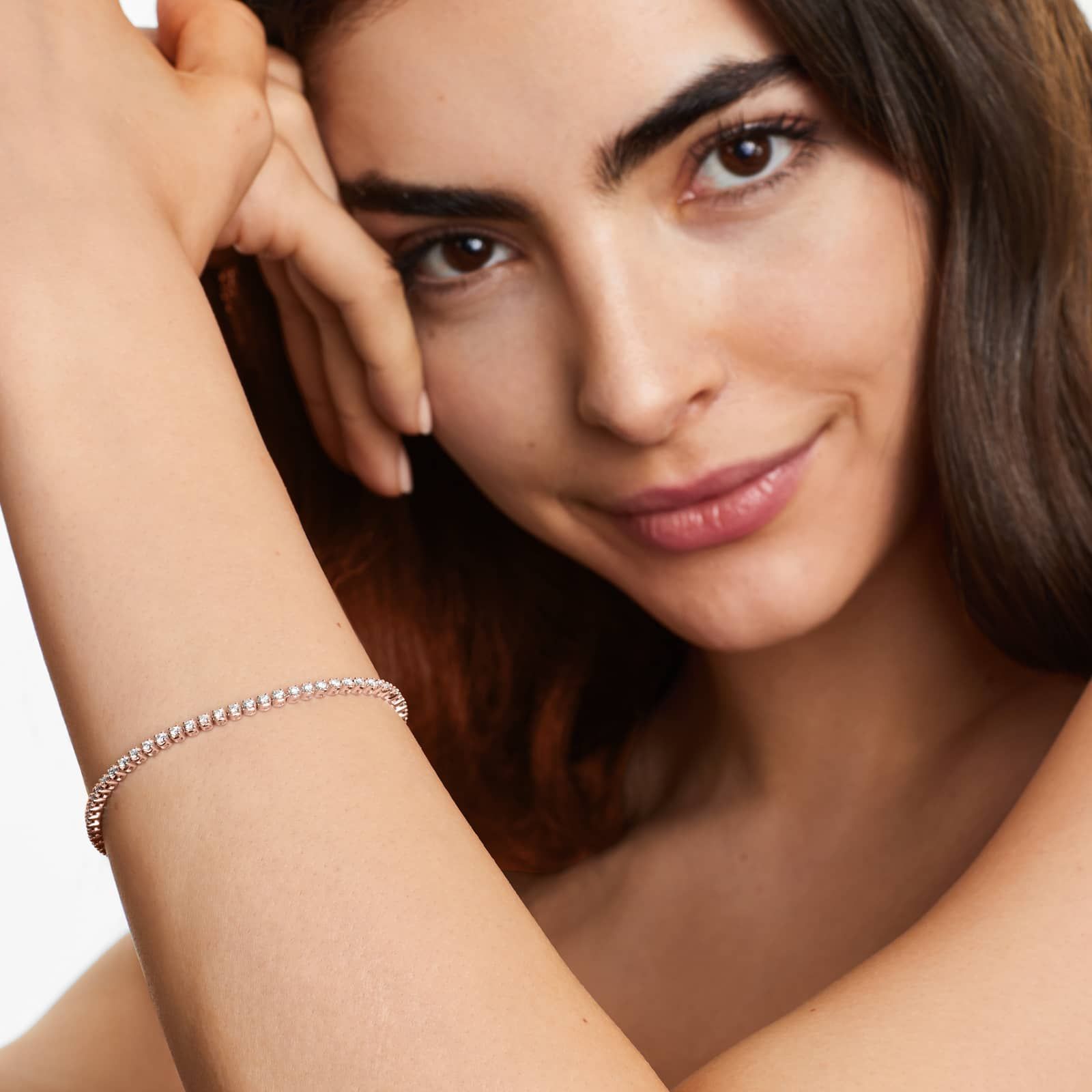 14K Gold Four Prong Lab Created Diamond Tennis Bracelet