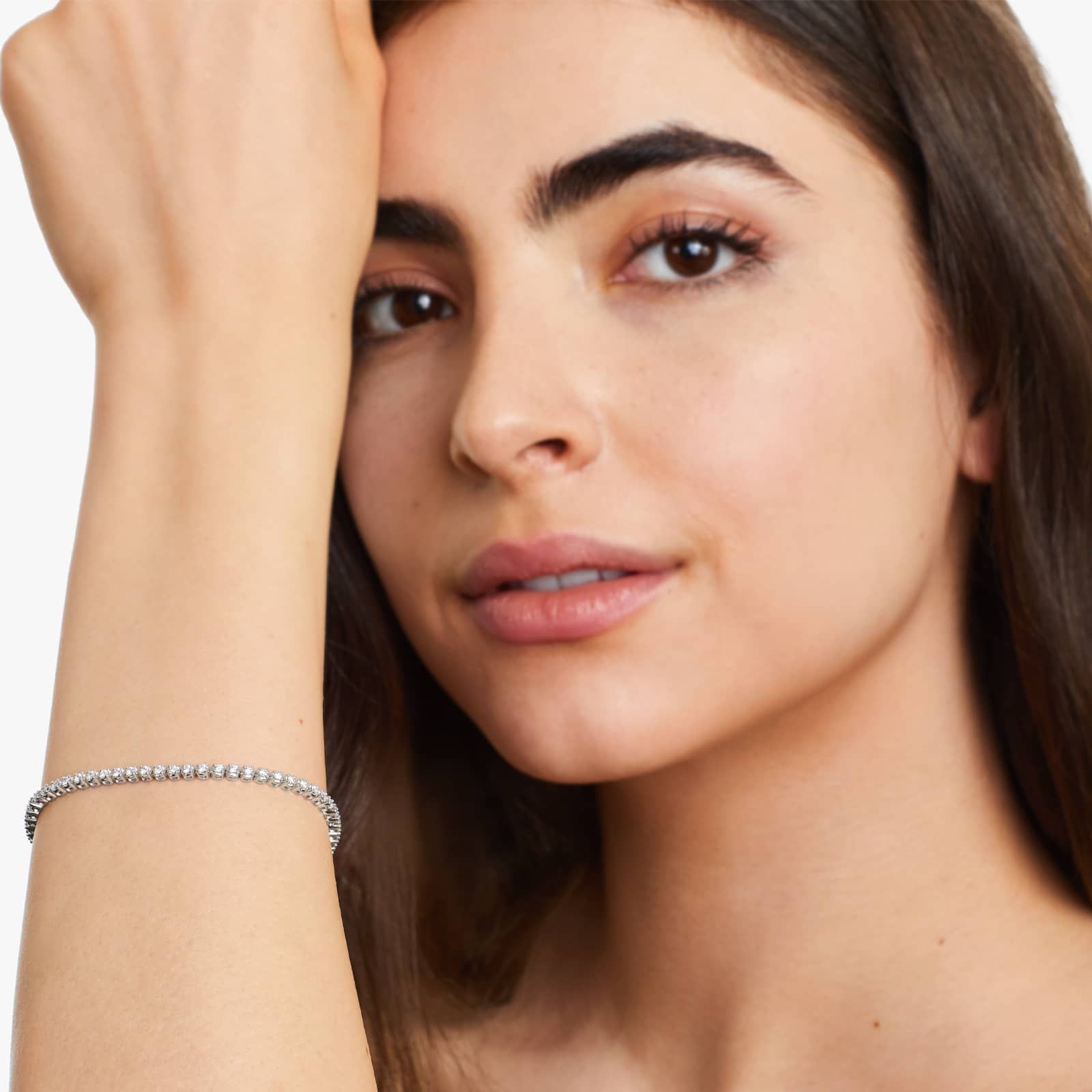 14K Gold Four Prong Lab Created Diamond Tennis Bracelet