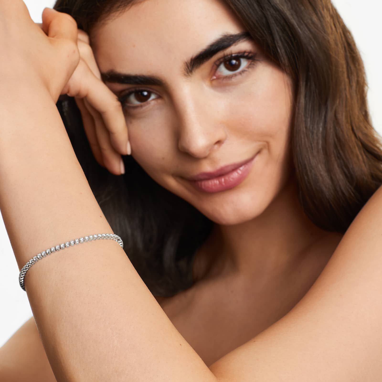 14K Gold Four Prong Lab Created Diamond Tennis Bracelet