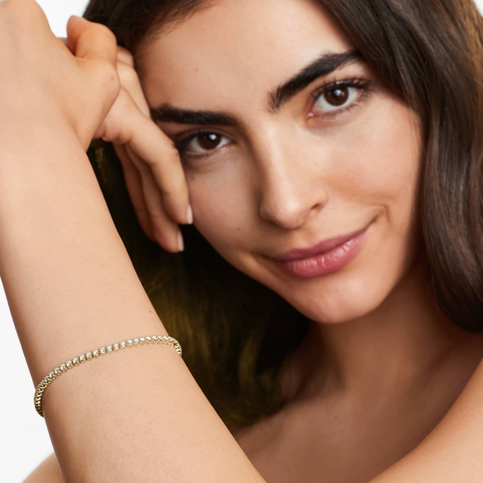 14K Gold Four Prong Lab Created Diamond Tennis Bracelet