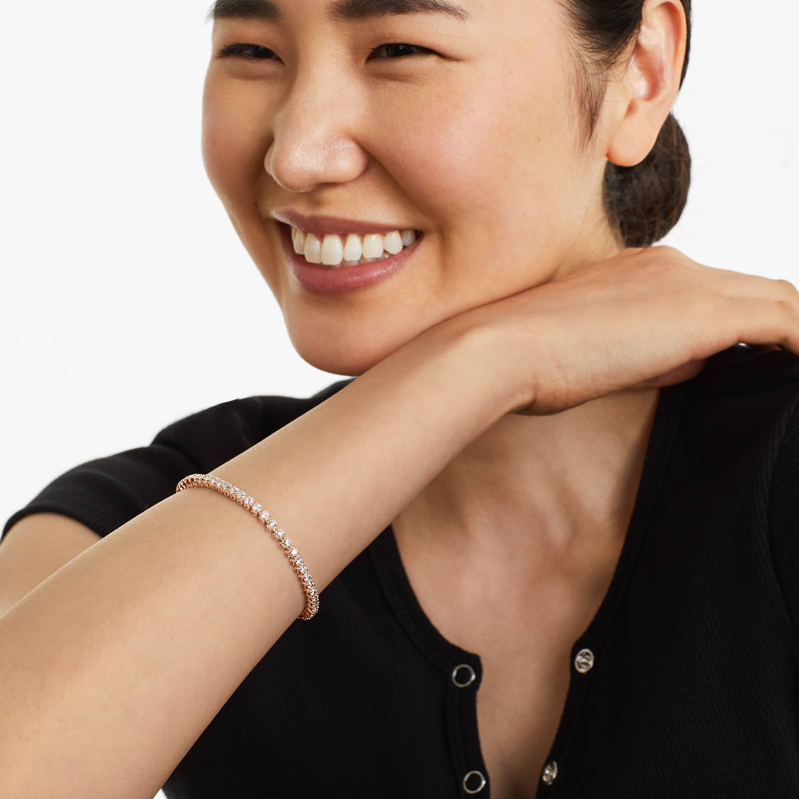 14K Gold Four Prong Lab Created Diamond Tennis Bracelet