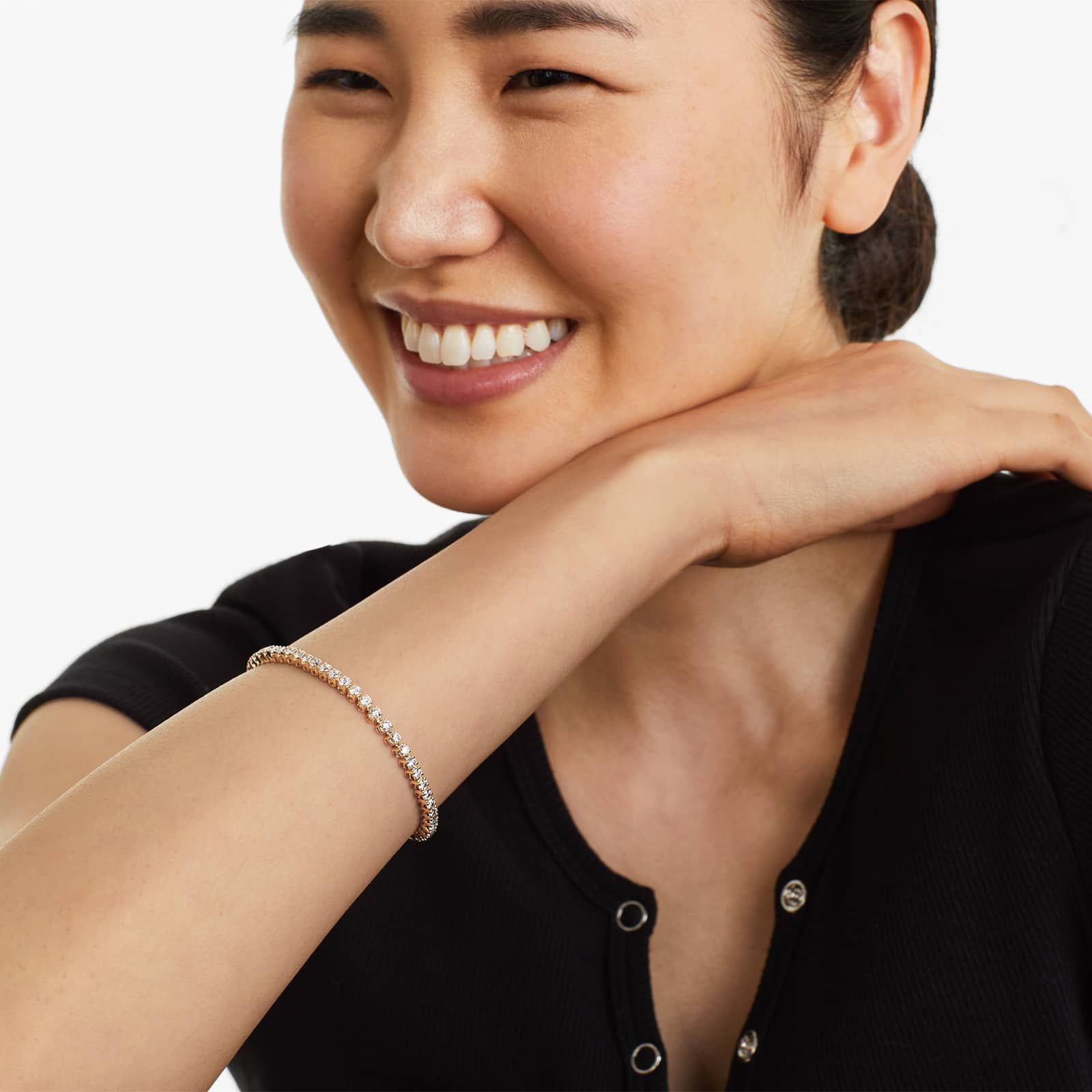 14K Gold Four Prong Lab Created Diamond Tennis Bracelet