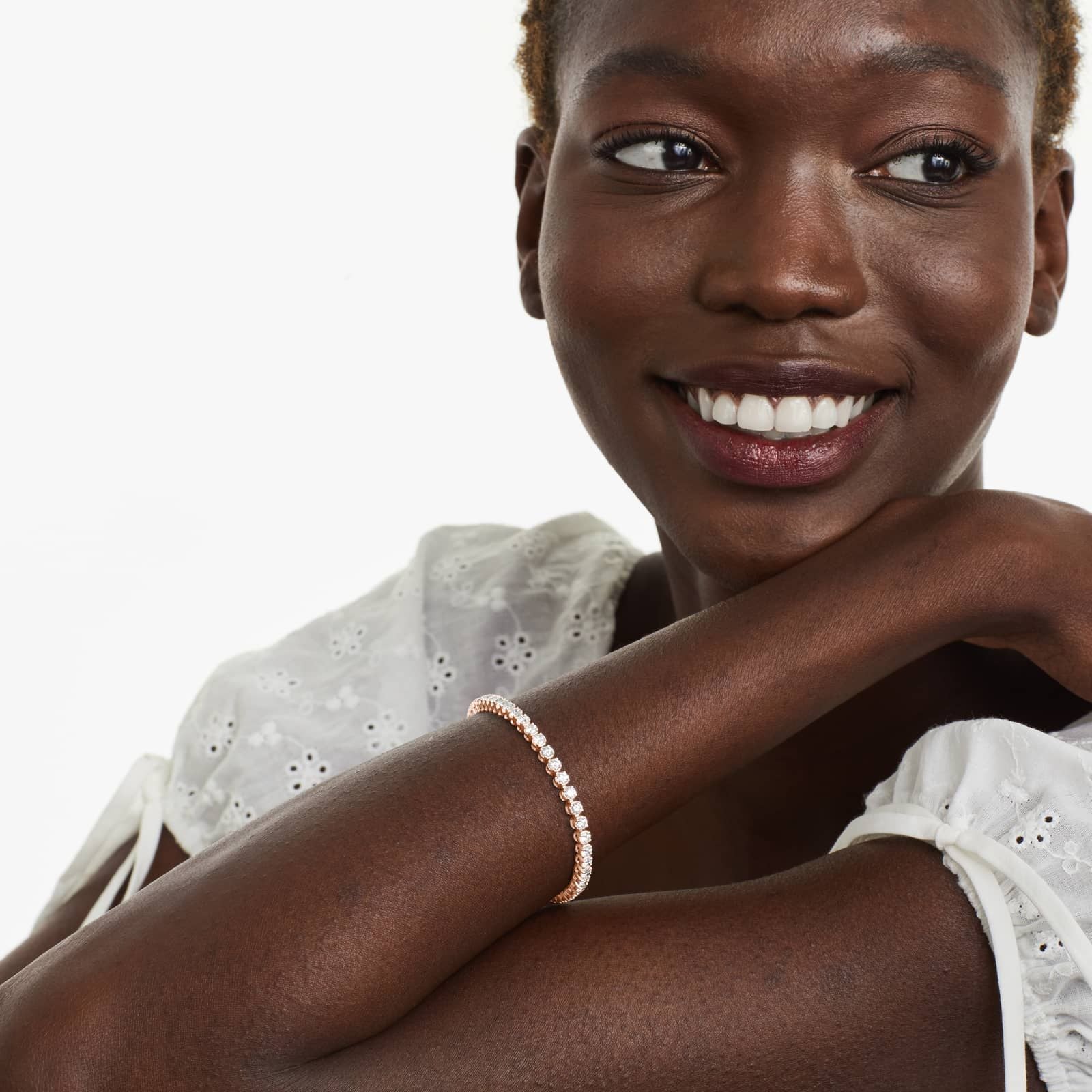 14K Gold Four Prong Lab Created Diamond Tennis Bracelet