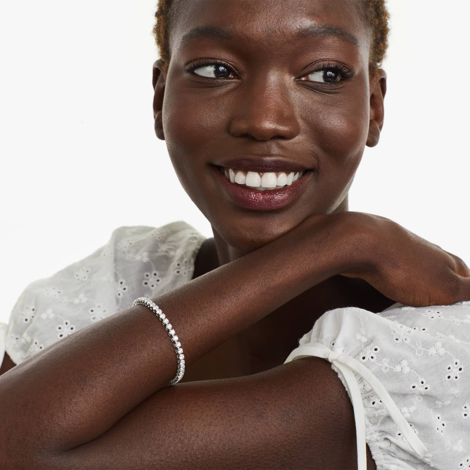 14K Gold Four Prong Lab Created Diamond Tennis Bracelet