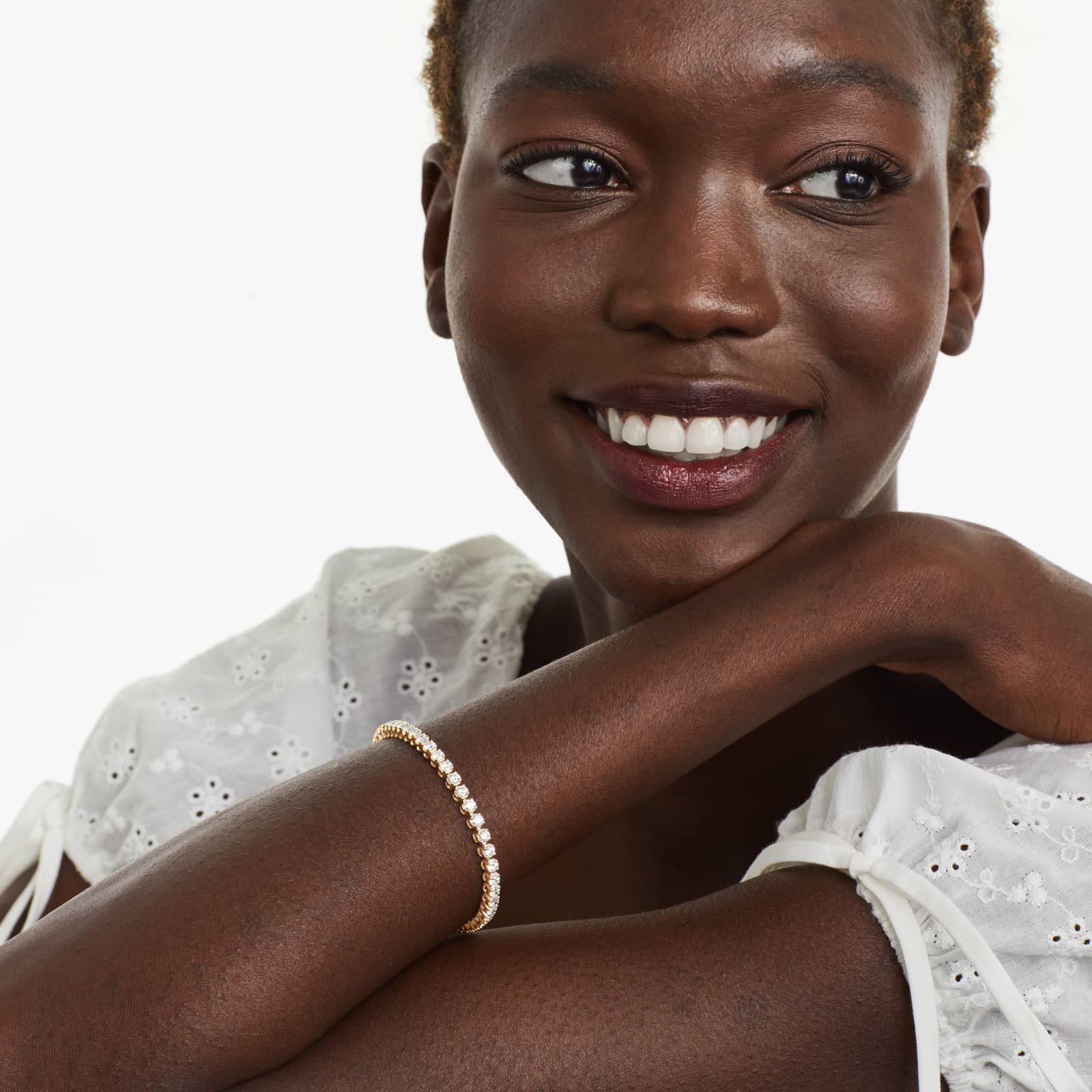 14K Gold Four Prong Lab Created Diamond Tennis Bracelet