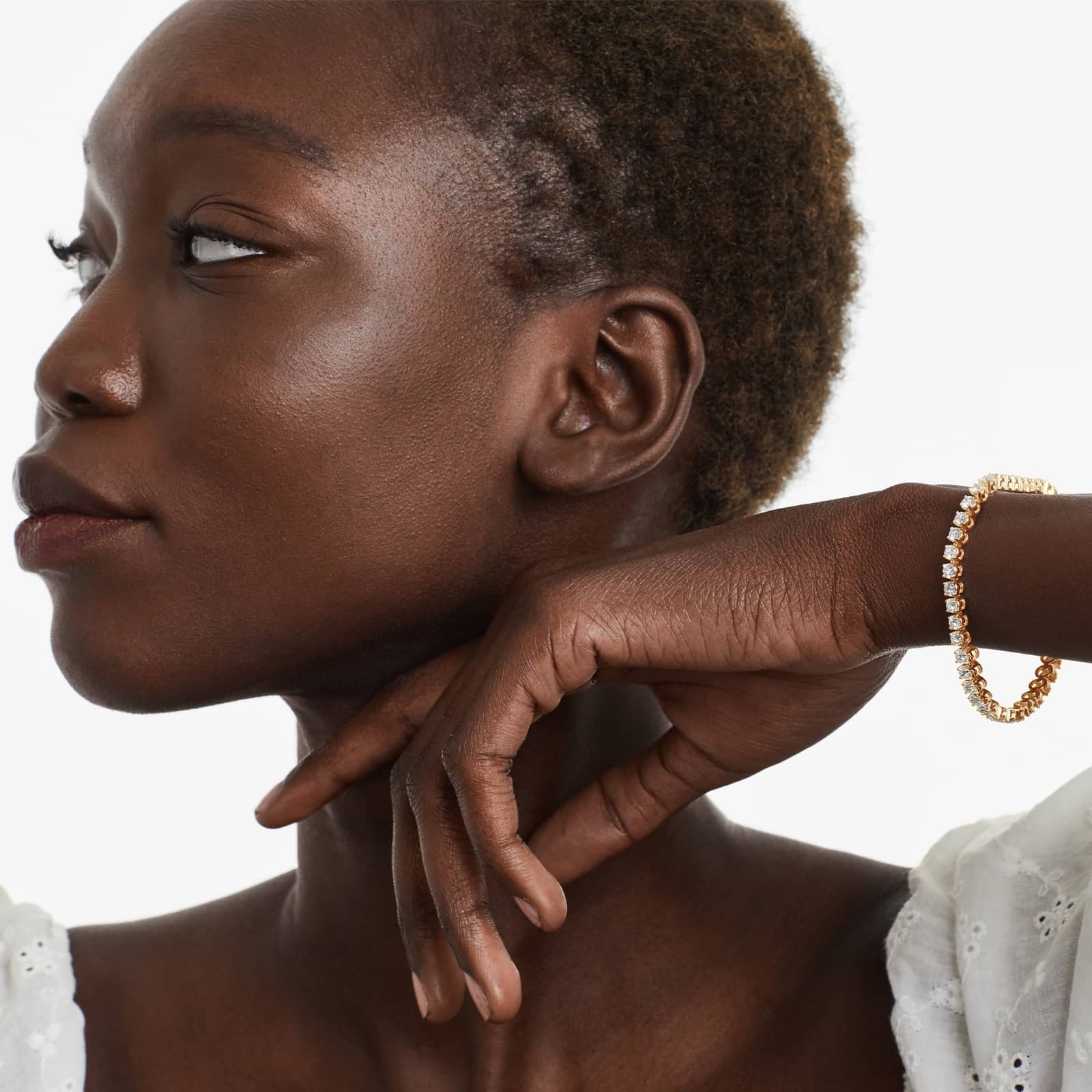 14K Gold Four Prong Lab Created Diamond Tennis Bracelet