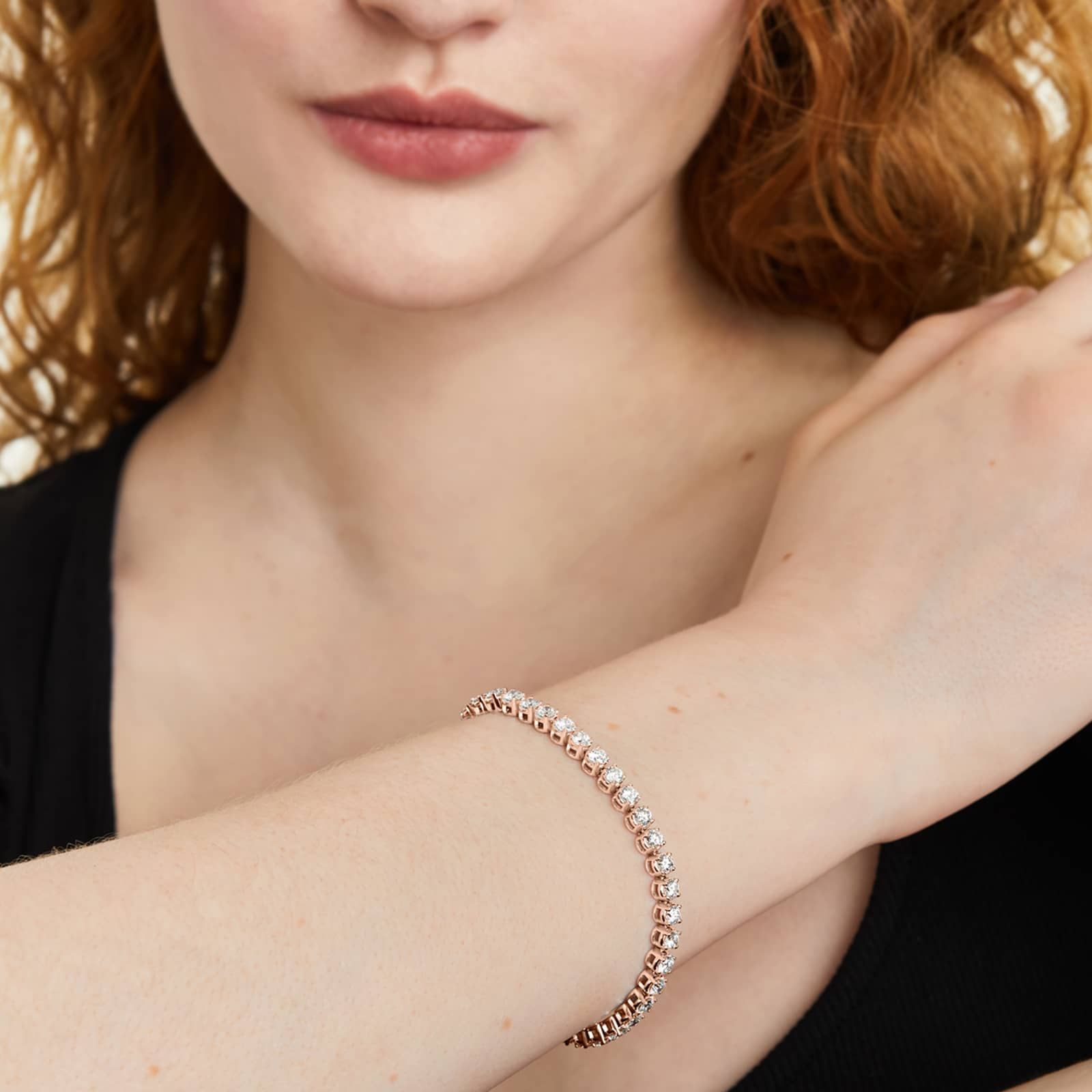 14K Gold Four Prong Lab Created Diamond Tennis Bracelet