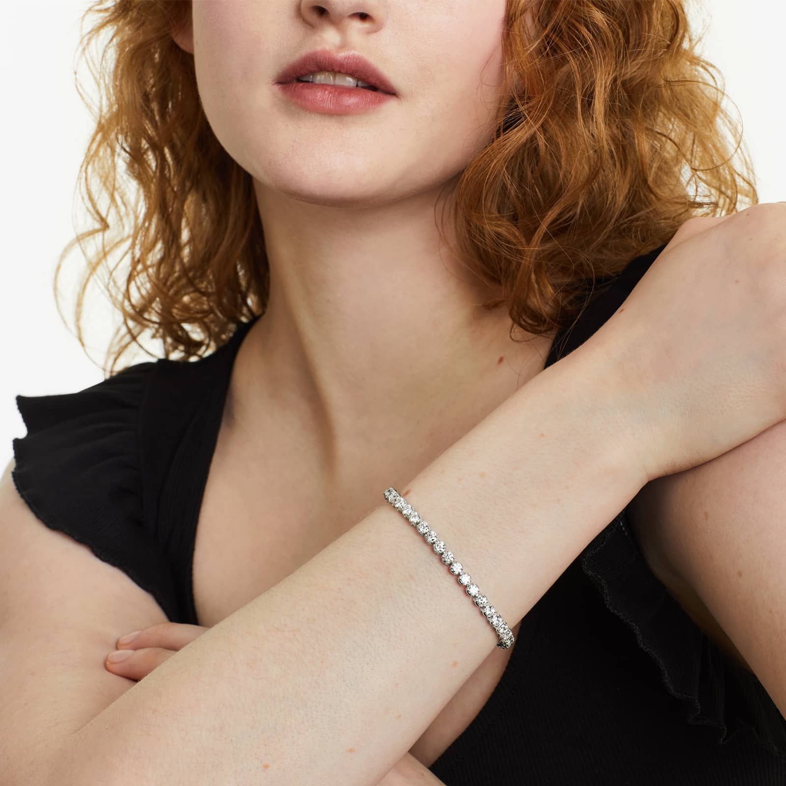 14K Gold Four Prong Lab Created Diamond Tennis Bracelet