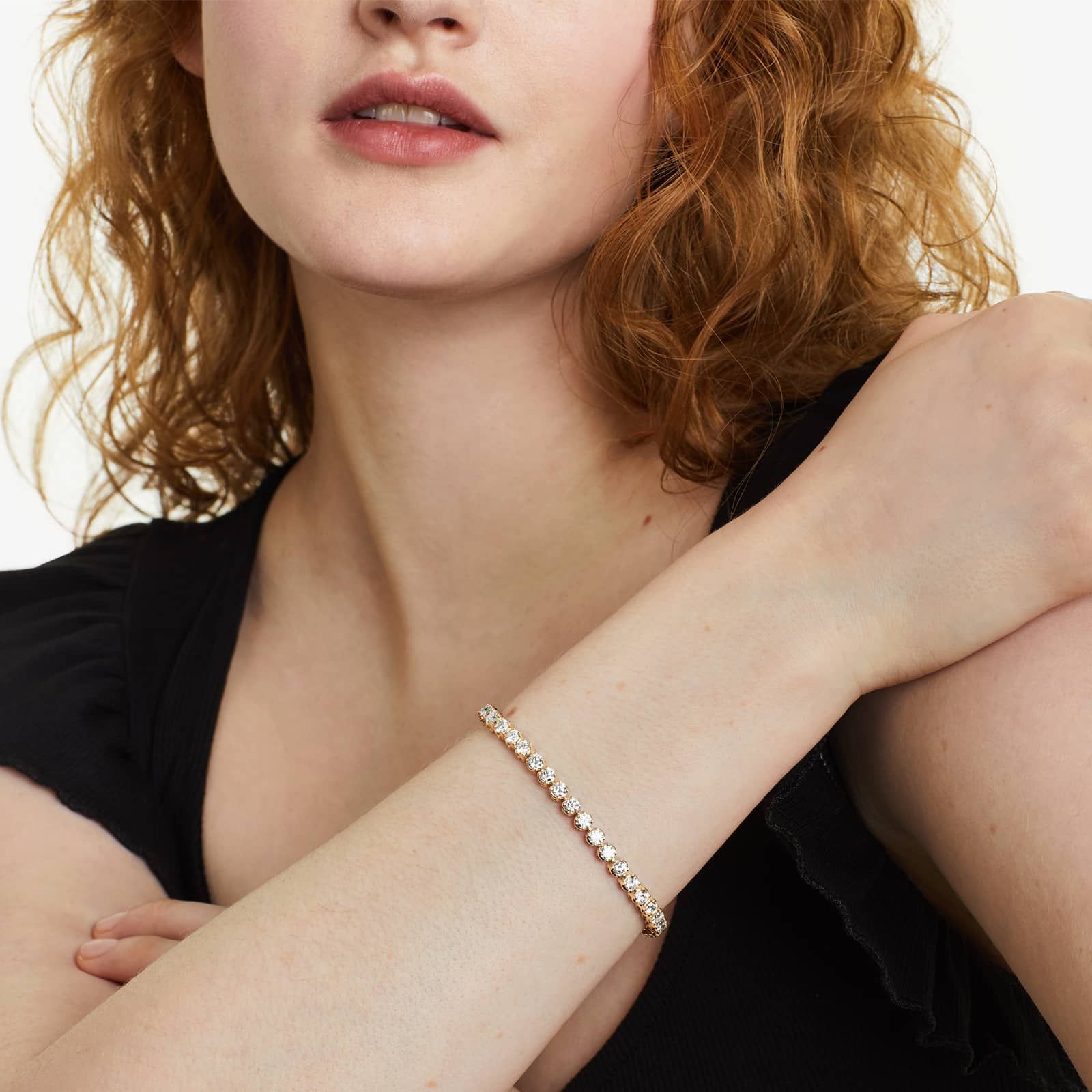 14K Gold Four Prong Lab Created Diamond Tennis Bracelet