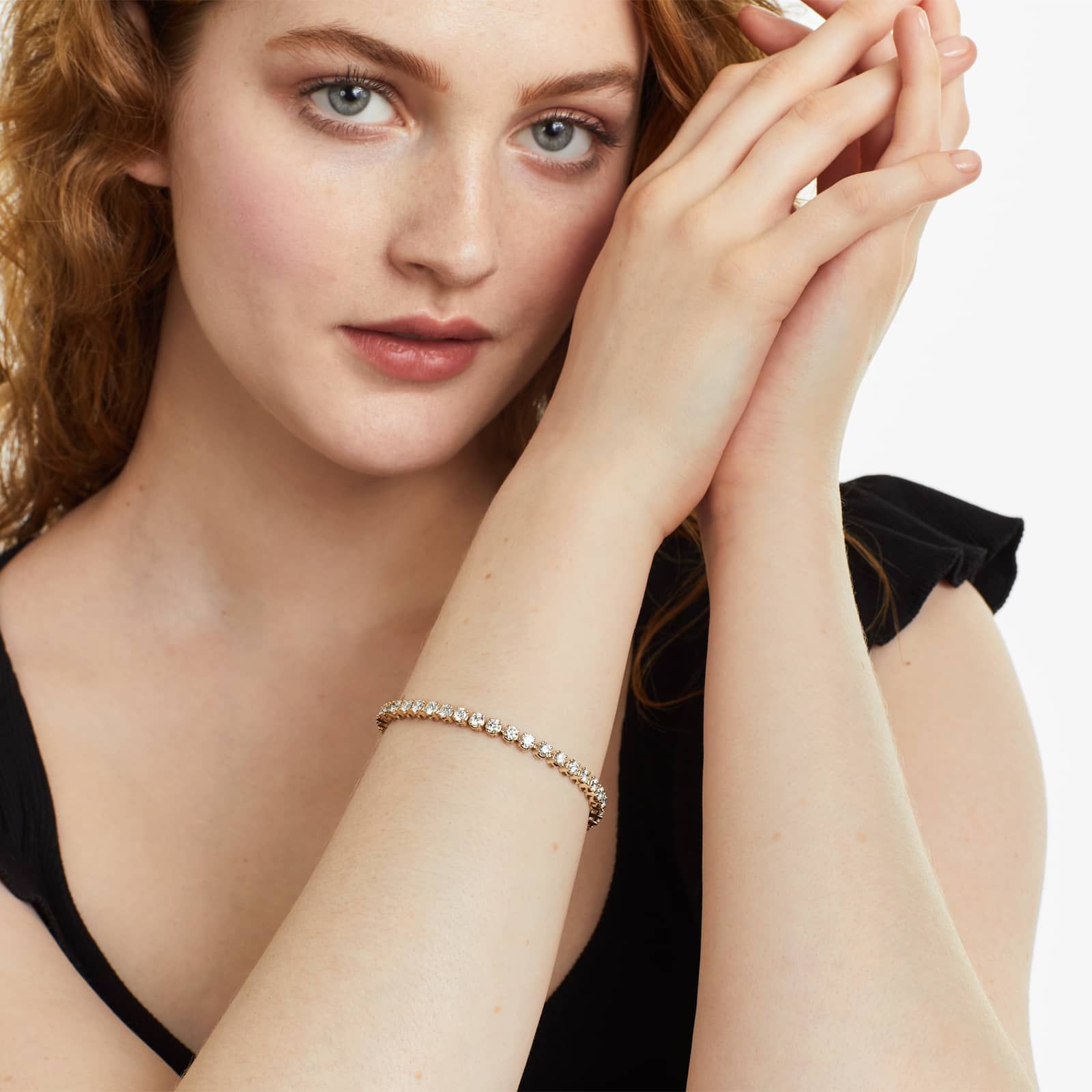 14K Gold Four Prong Lab Created Diamond Tennis Bracelet